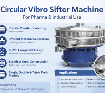 Circular vibro sifter machine used for powder screening in pharmaceutical and industrial applications