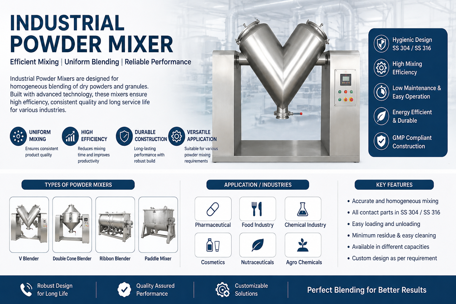Industrial powder mixer manufacturer Vadodara