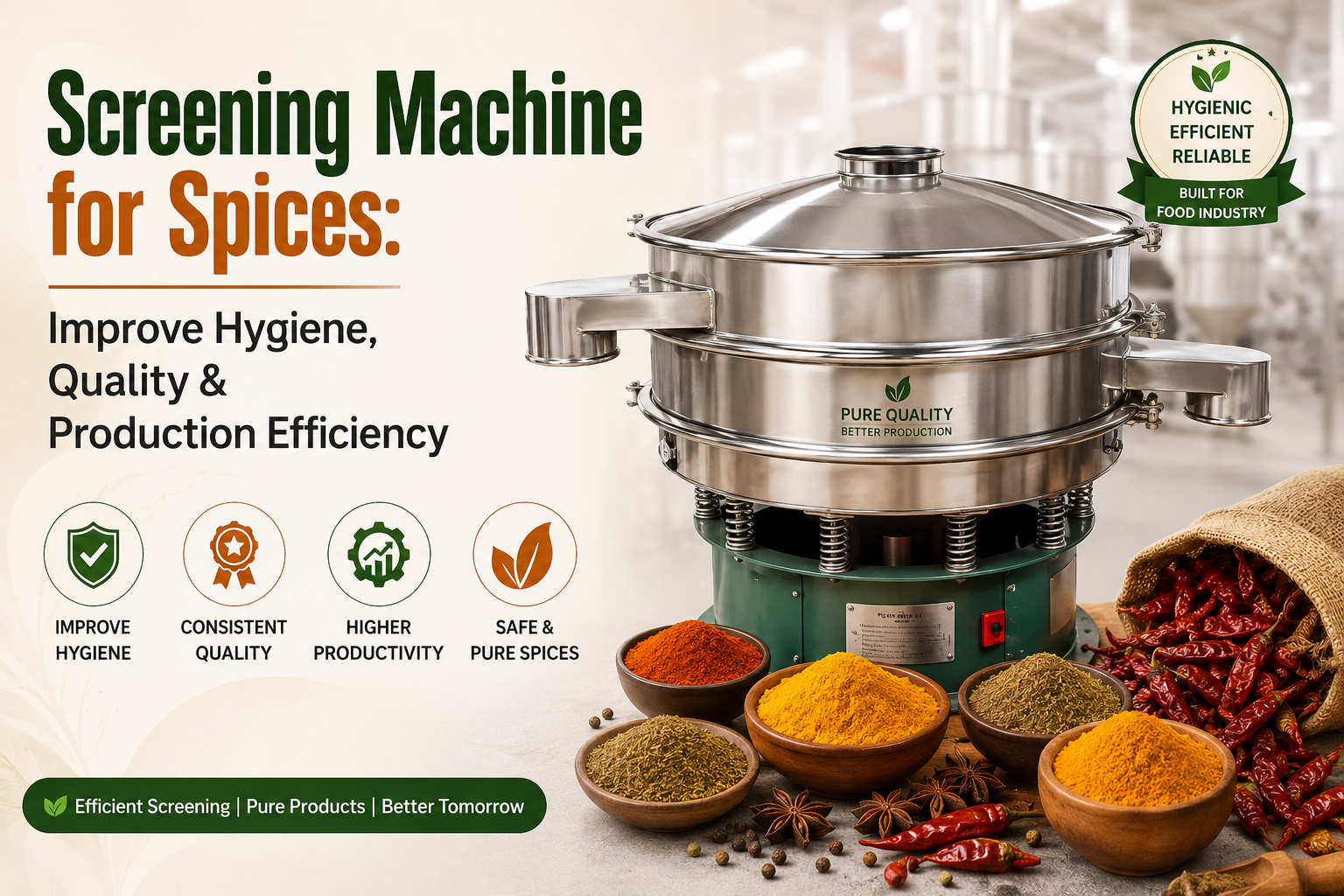 Screening machine spices